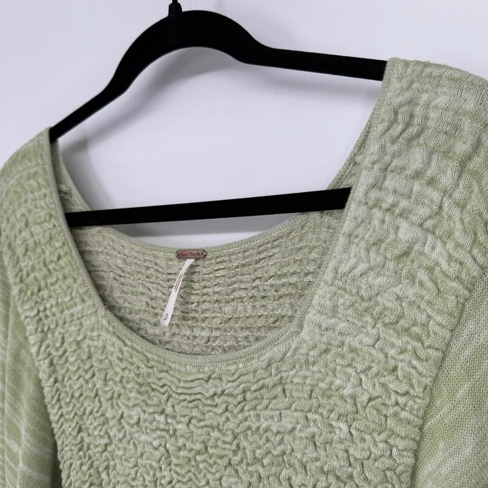 FREE PEOPLE FREE SPIRIT SMOCKED PEPLUM TOP SEAFOAM GREEN‎ SMALL